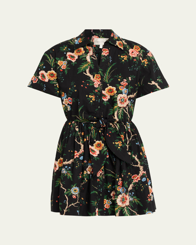 Asbury Floral Tie Mini Shirtdress